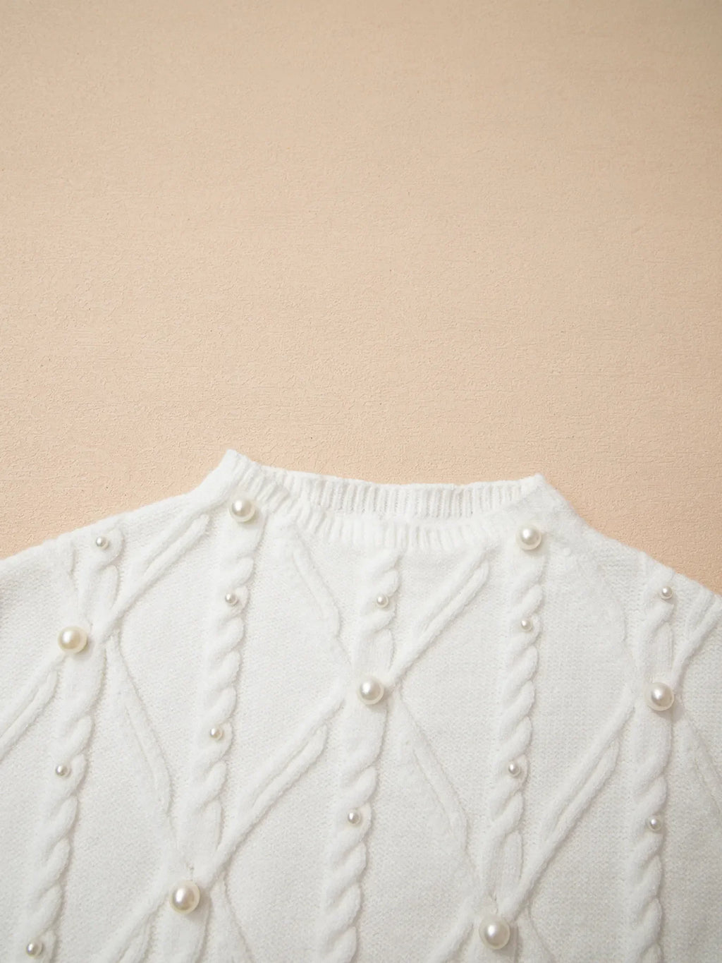 Pearled Mock Neck Textured Knit Sweater Vest