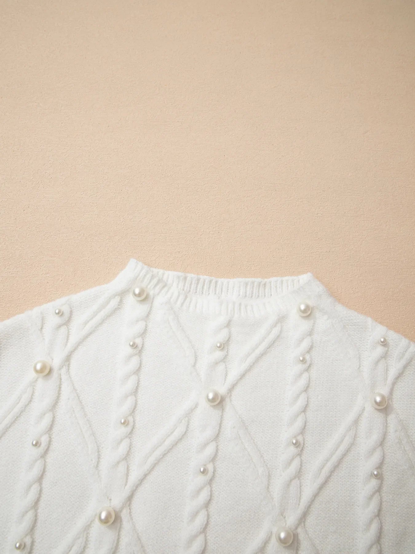 Pearled Mock Neck Textured Knit Sweater Vest
