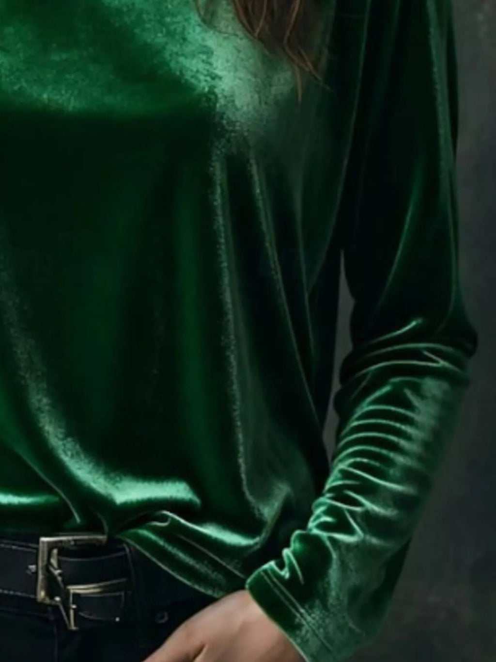 Full Size Velvet Long Sleeve T-Shirt Plus Size
