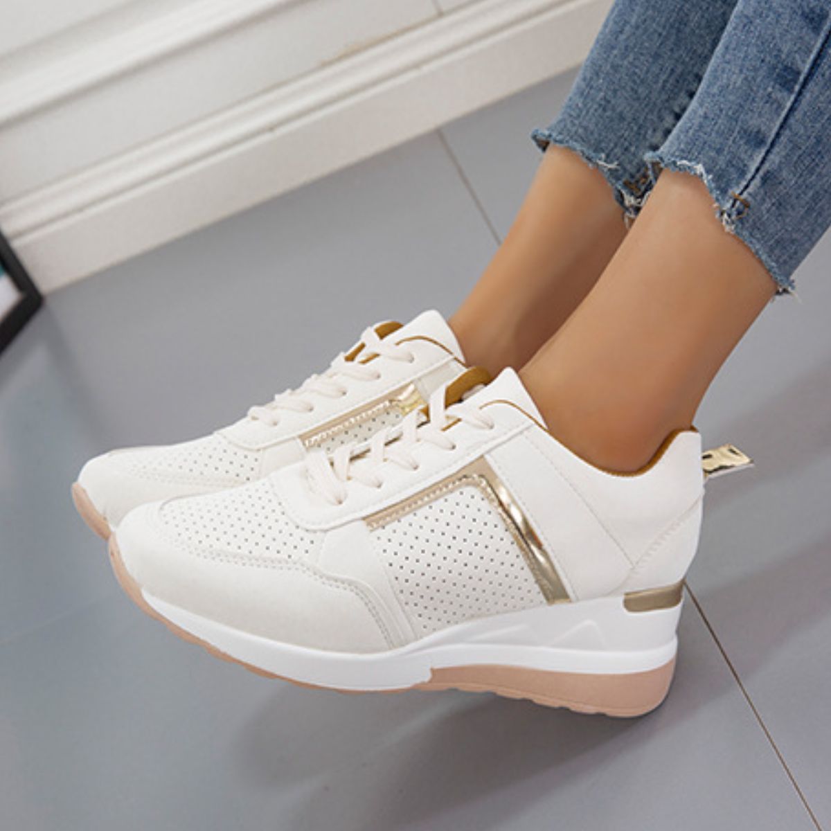 Lace Up Wedge Sneakers