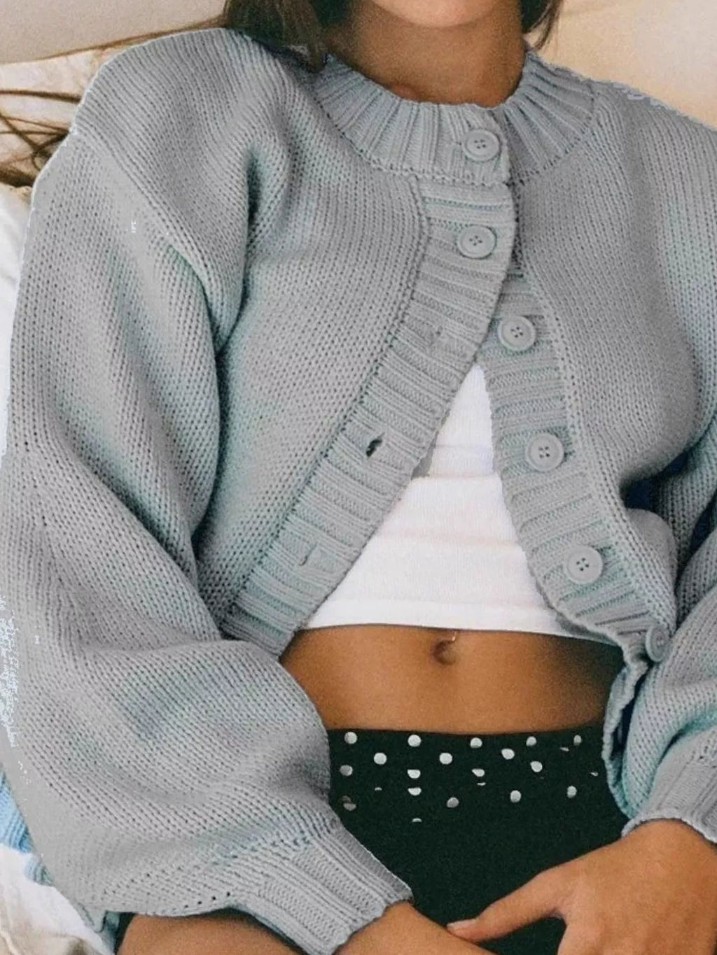 Full Size Button-Down Knit Cardigan Plus Size