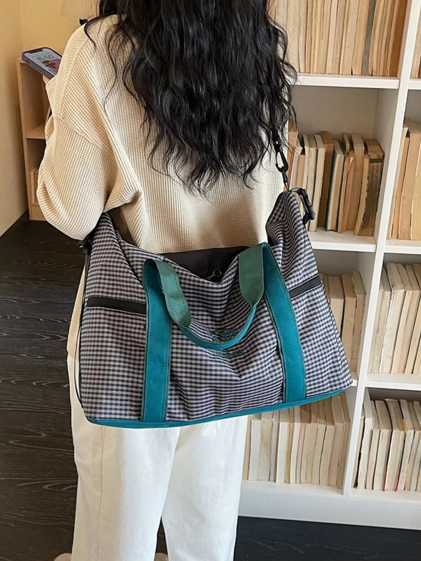 Plaid Oxford Cloth Travel Bag