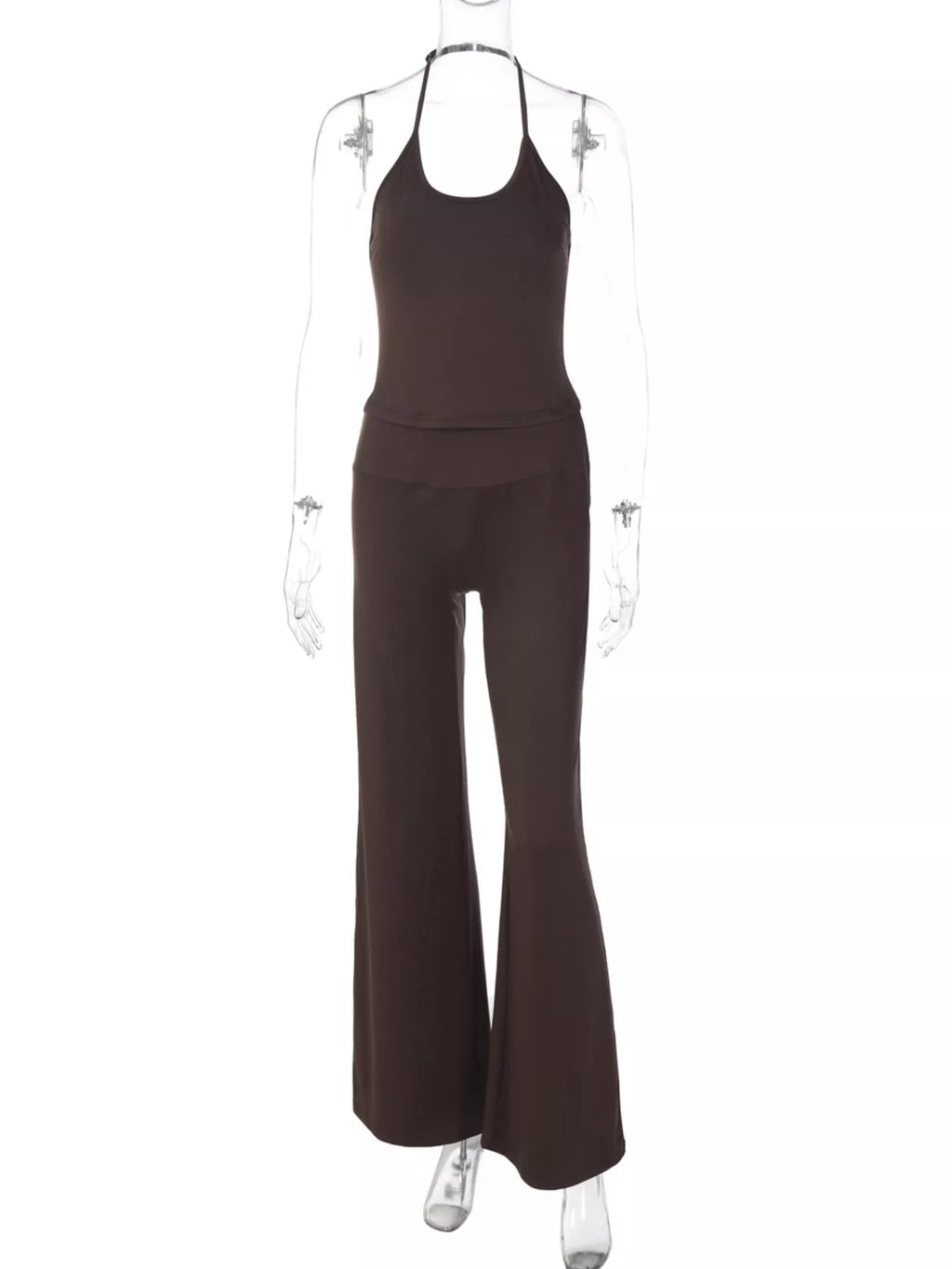 Halter Neck Crop Top and Pants Set