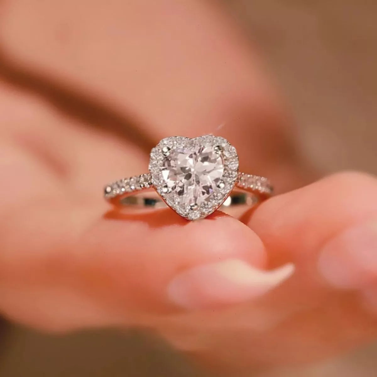1 Carat Moissanite 925 Sterling Silver Heart Ring