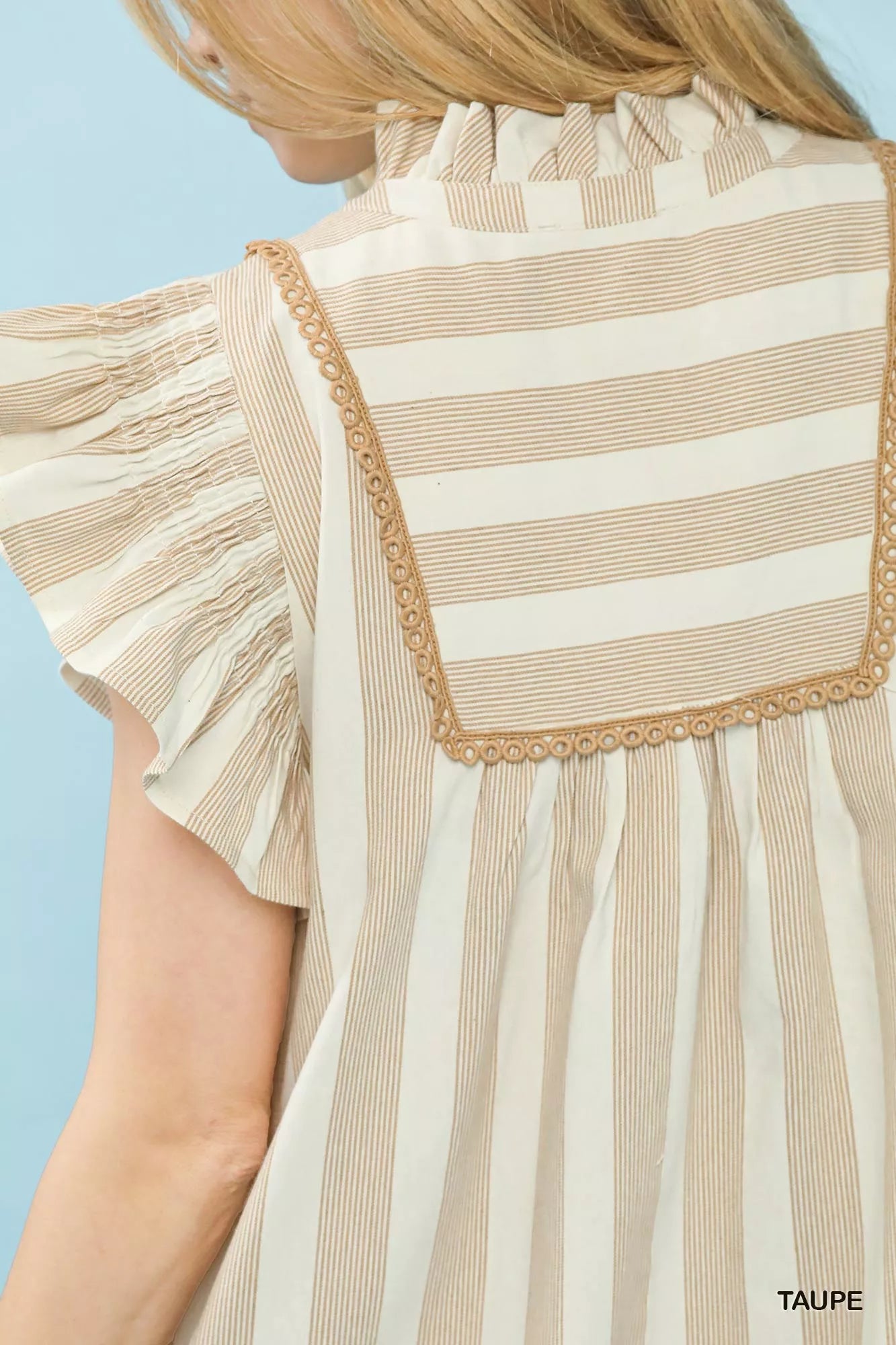Umgee Stripe Ruffle Sleeve Tiered Midi Dress