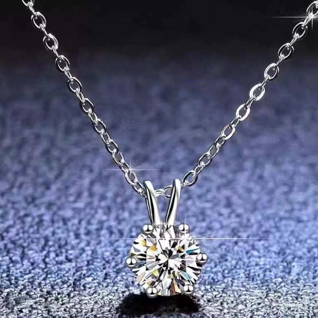 2 Carat Moissanite 925 Sterling Silver Pendant Necklace