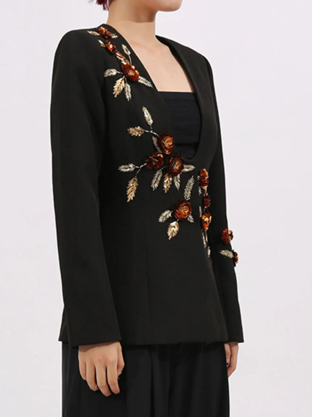 Embroidered Long Sleeve Blazer