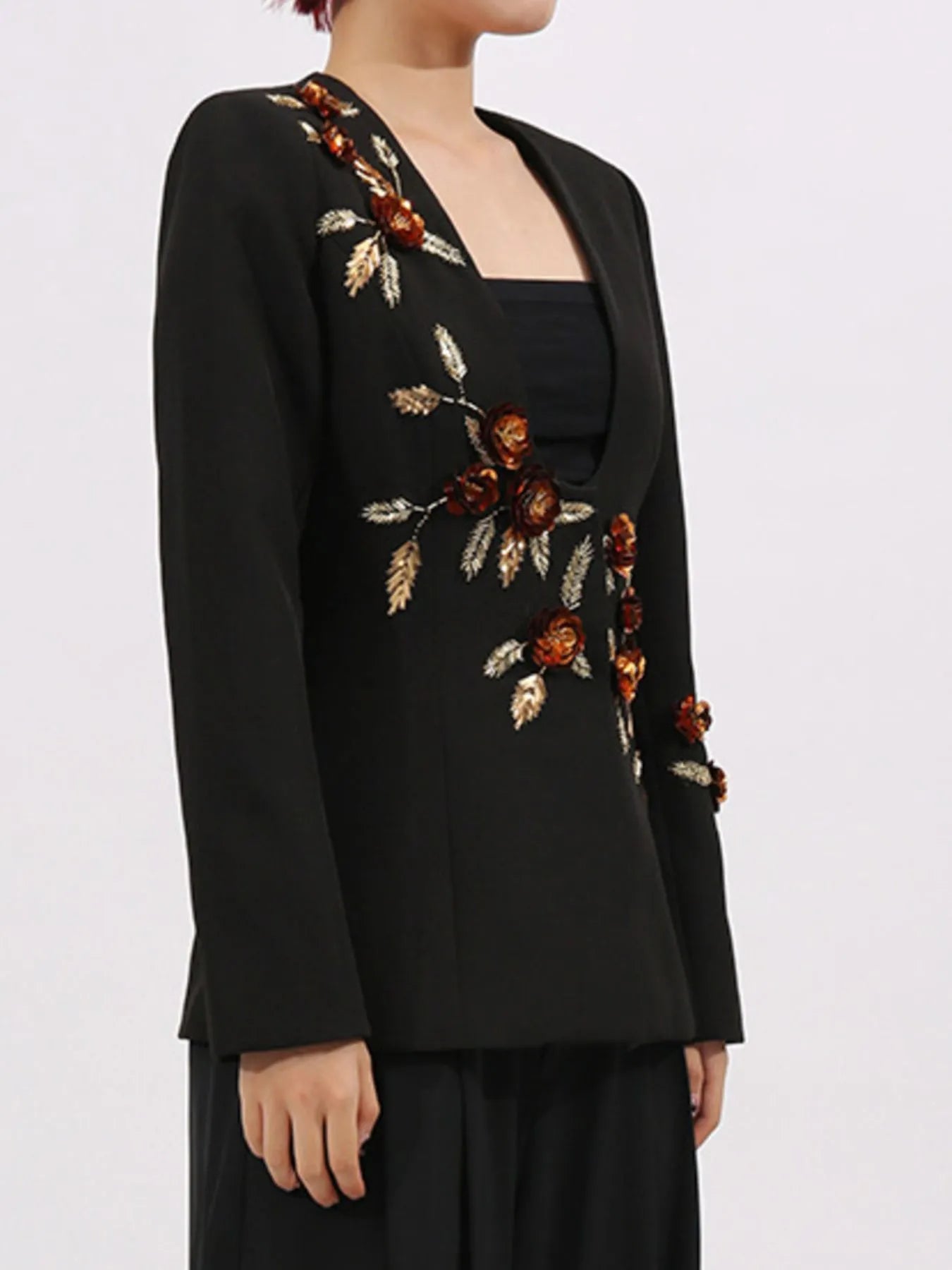 Embroidered Long Sleeve Blazer