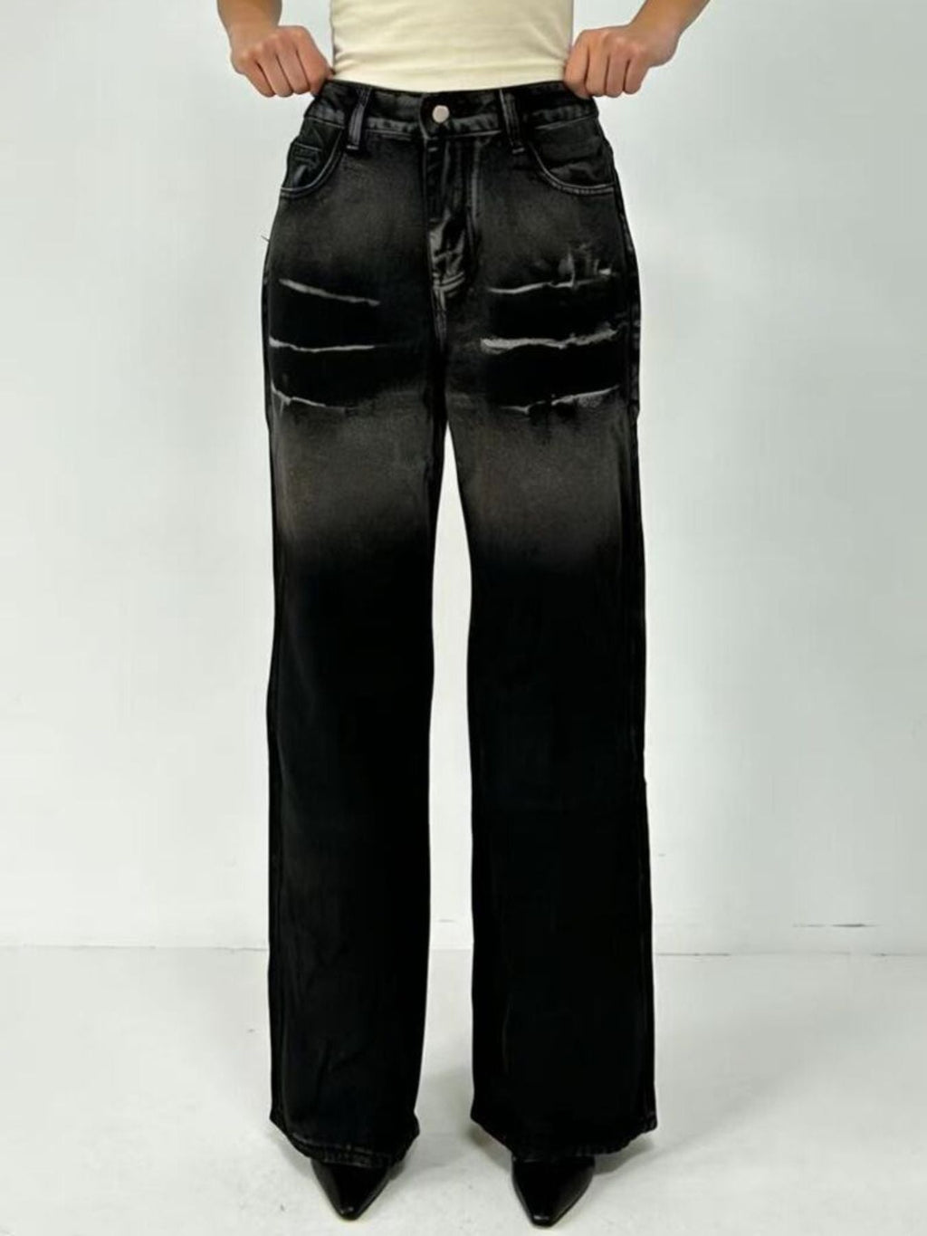 Washed Wide Leg Jeans