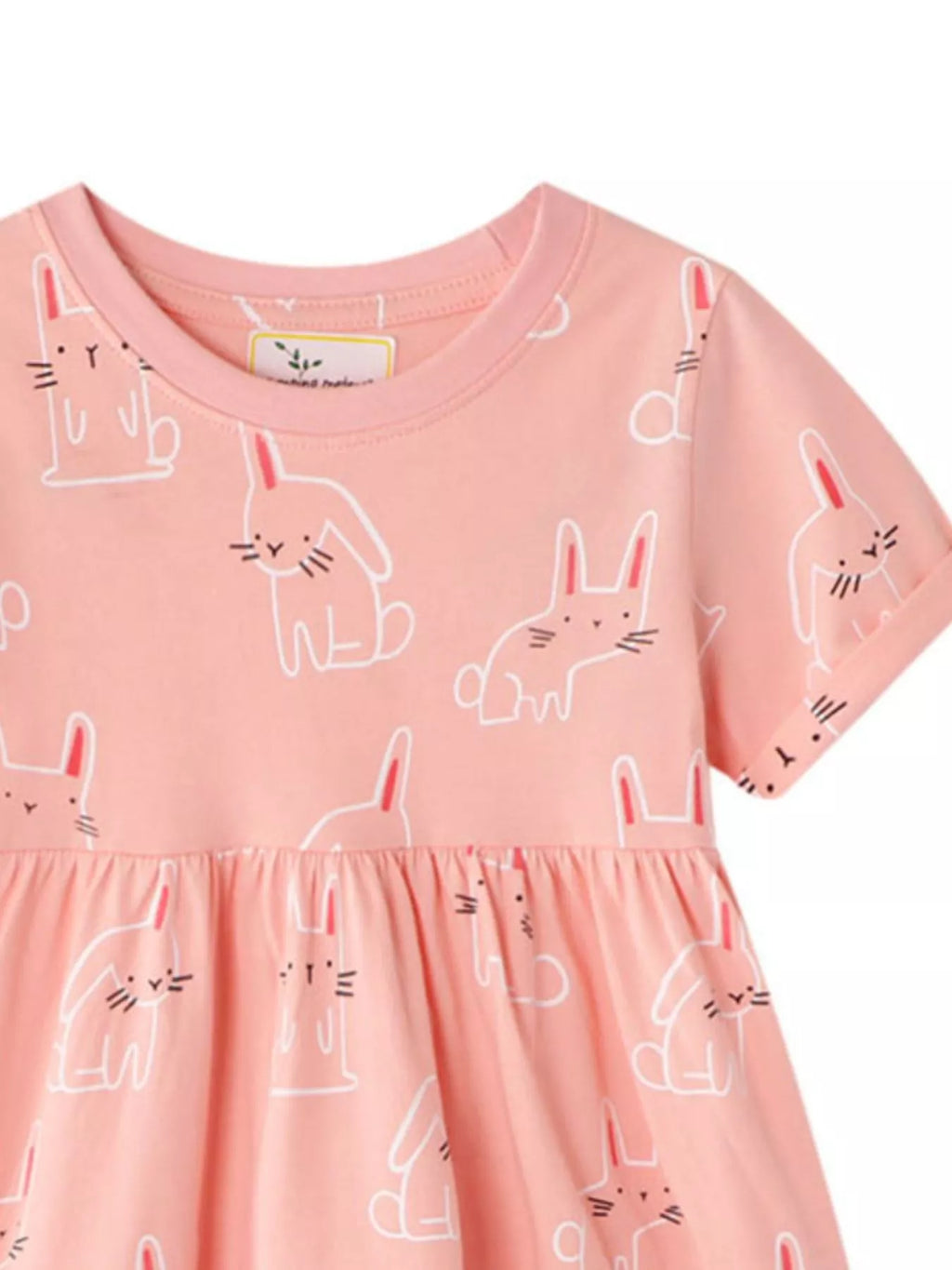 Children's Cute Rabbit Print Round Neck Dress
