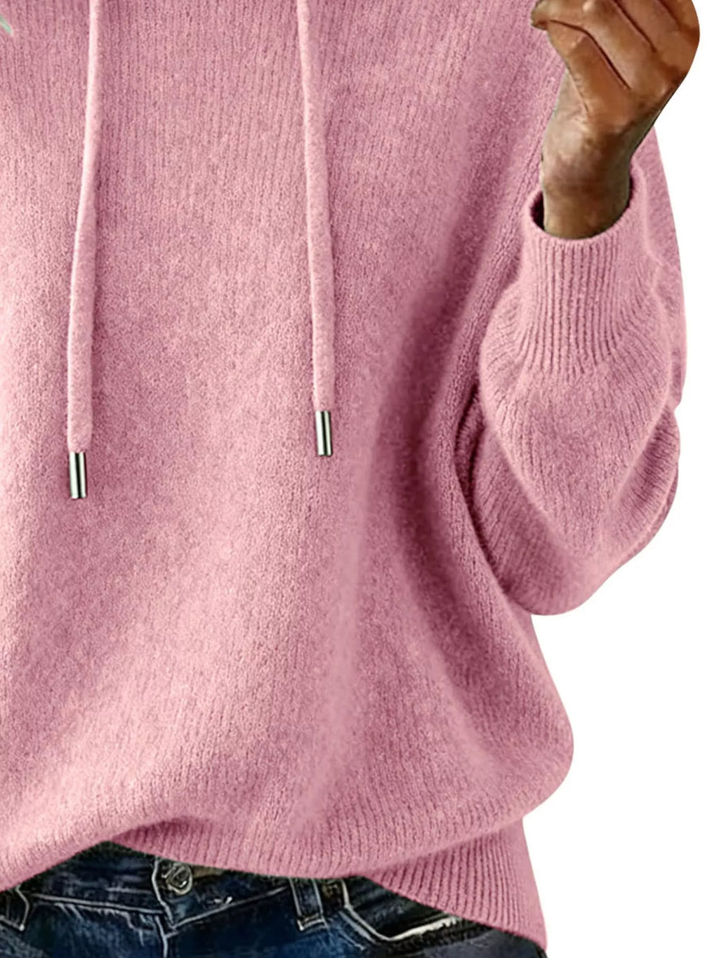 Drawstring Long Sleeve Hooded Sweater