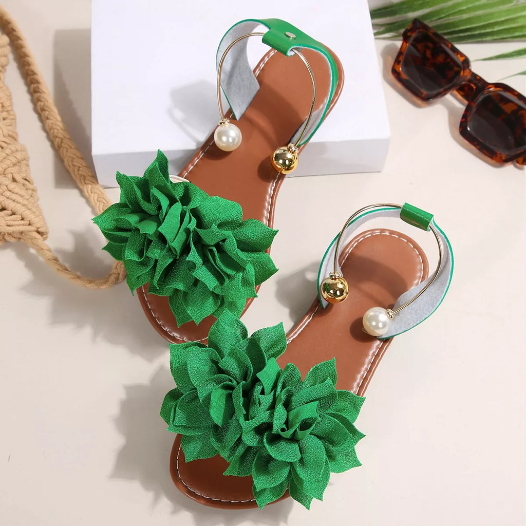 Floral Decor Flat Sandals