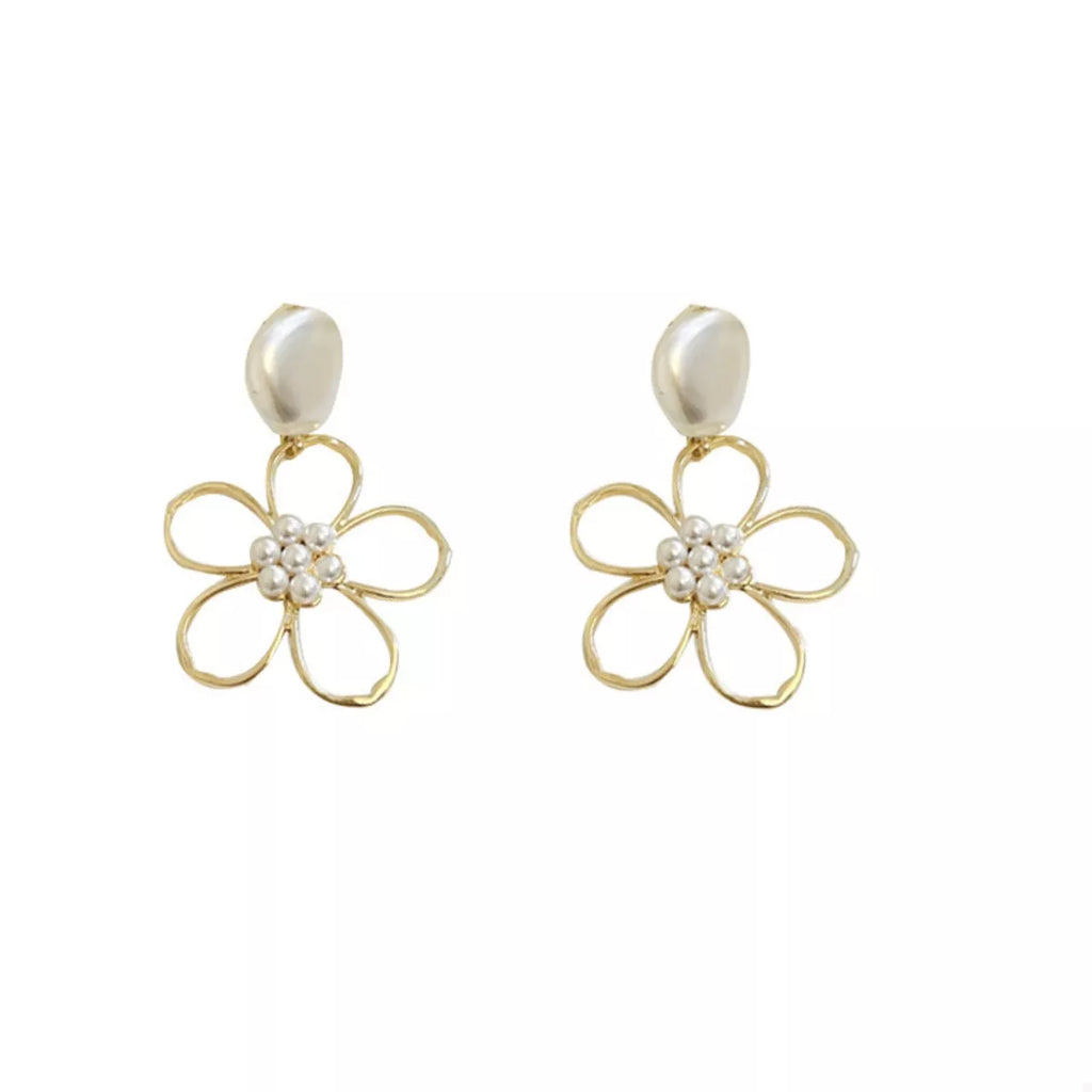 Pearl & Floral Drop Earrings
