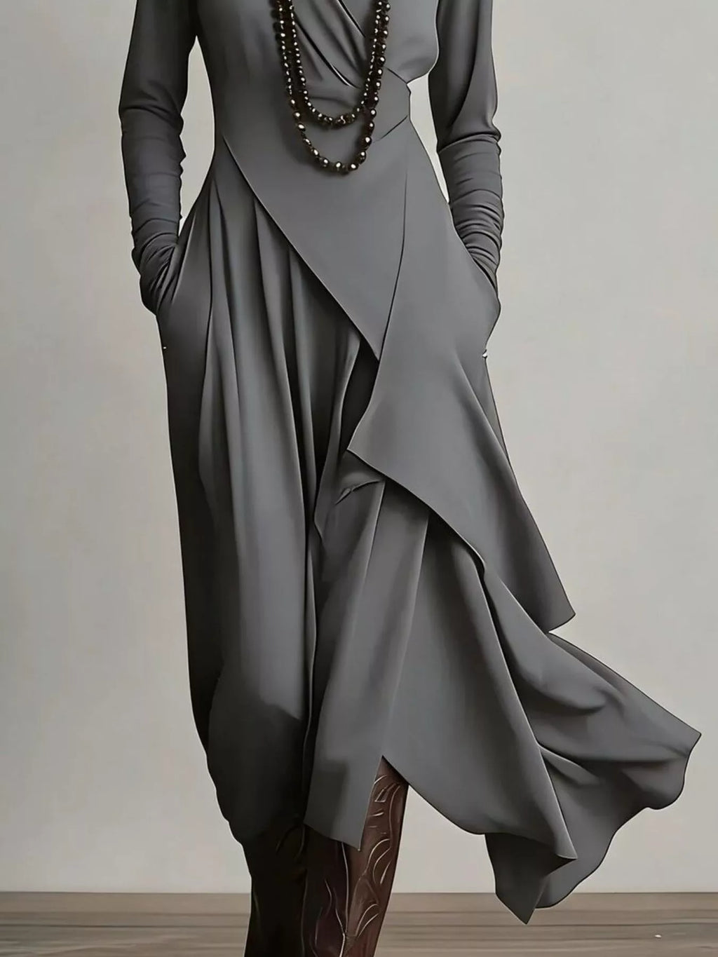 Full Size Asymmetrical Hem Turtleneck Dress Plus Size