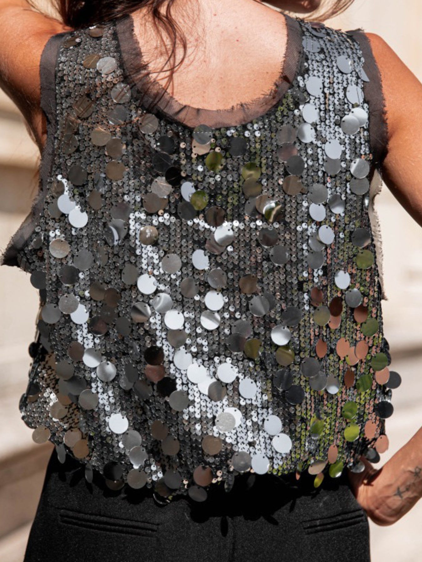 Sequin Round Neck Tank