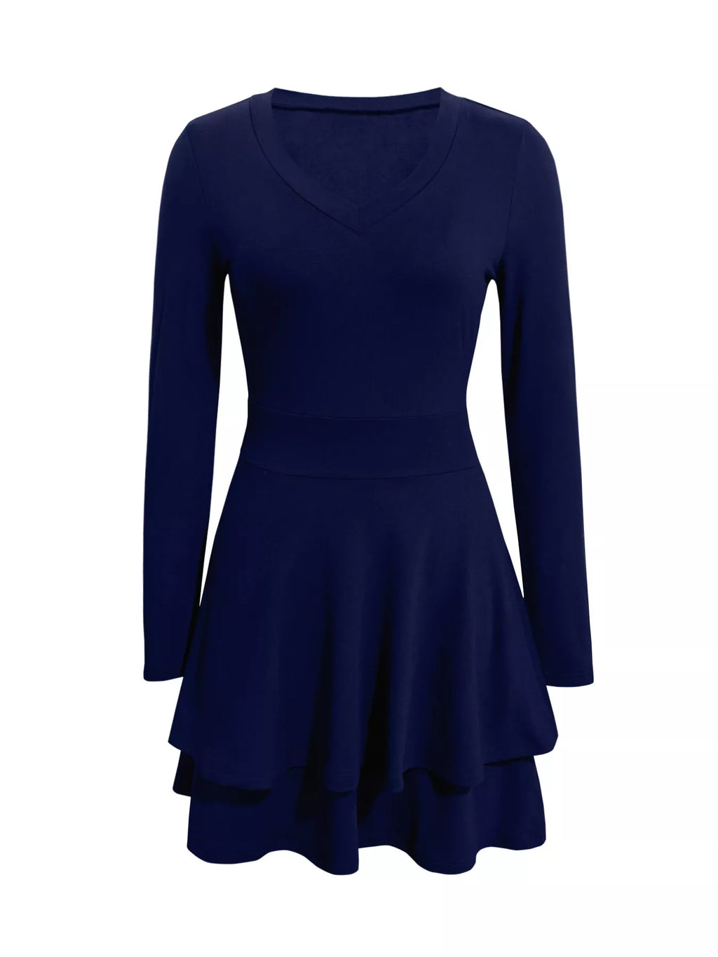 V-Neck Layered Ruffle Mini Dress