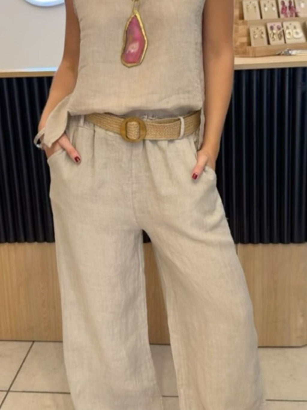 Full Size Round Neck Tank and Pants Set Plus Size
