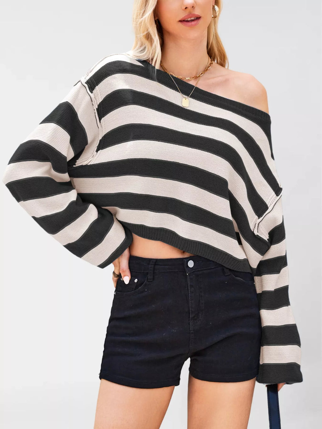 Striped Dropped Shoulder Sweater
