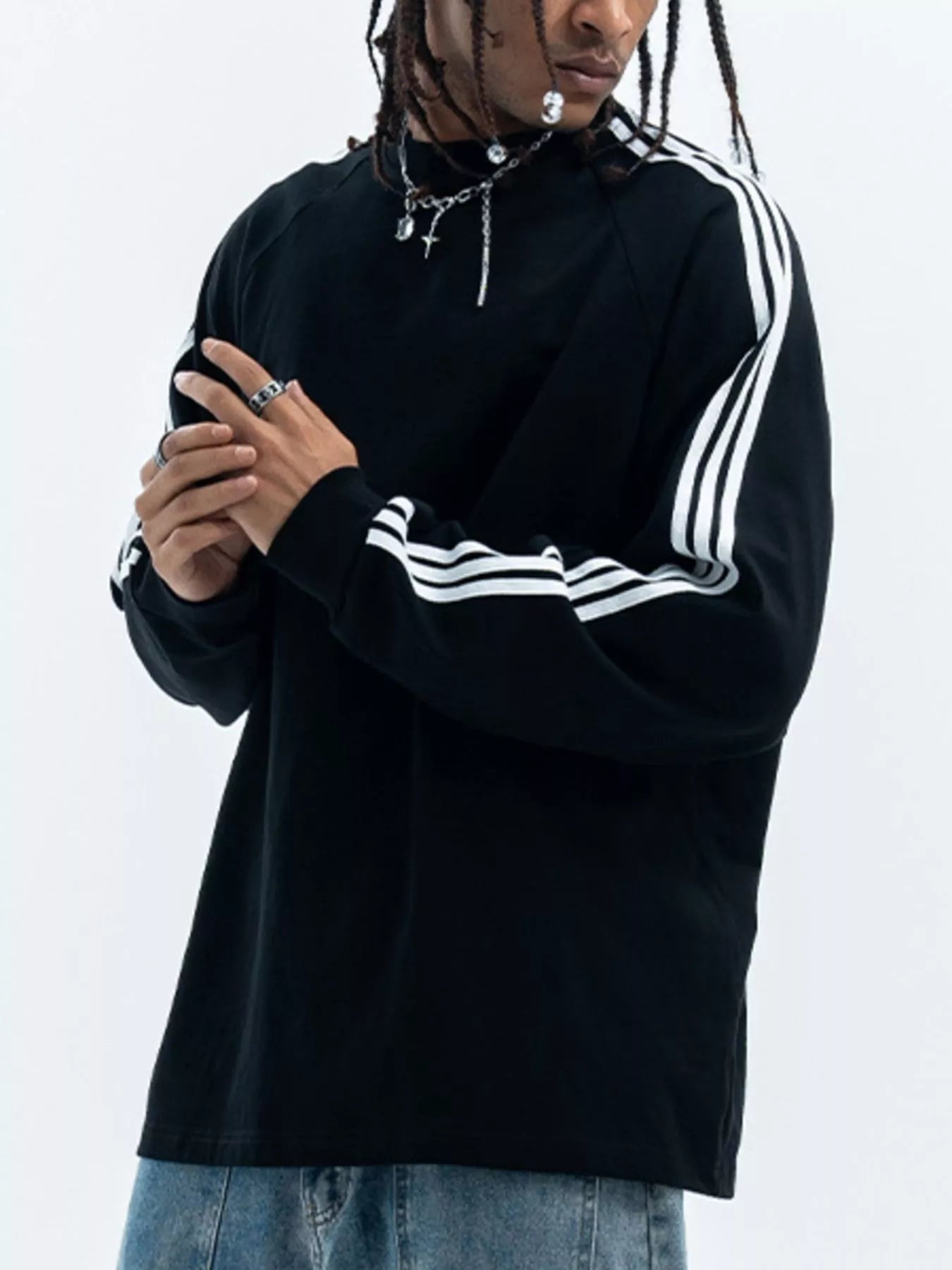 Men's Striped Round Neck Long Sleeve T-Shirt