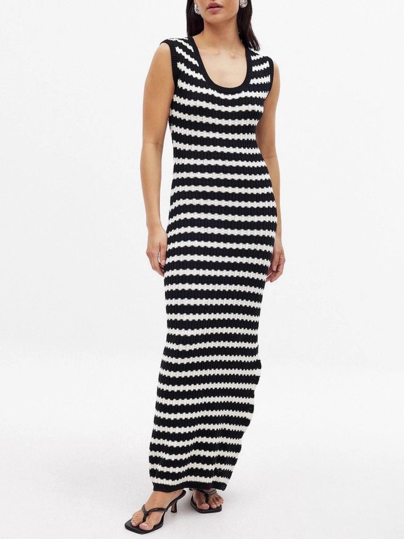 Side Slit Sleeveless Midi Knit Dress