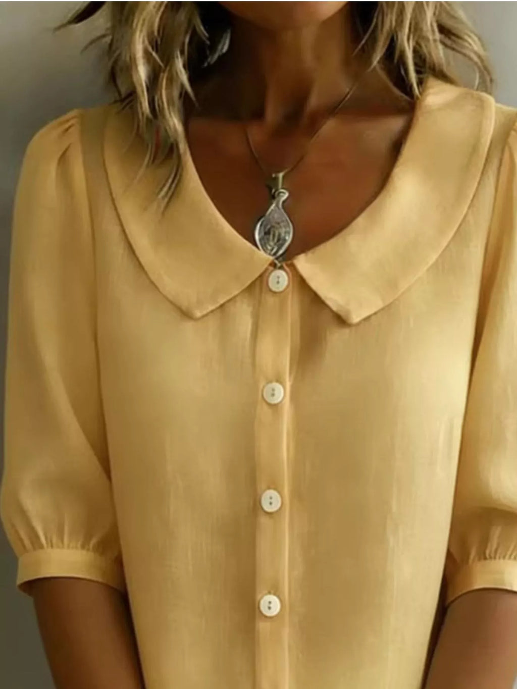 Peter Pan Collar Puff Sleeve Shirt