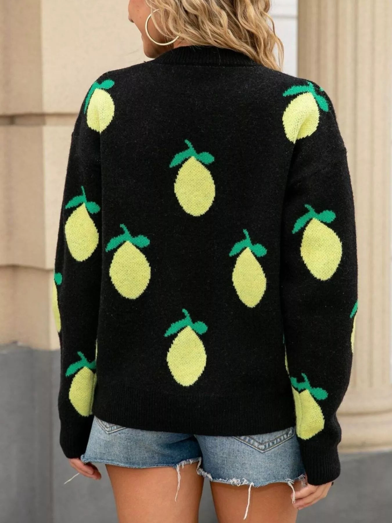 Lemon Crew Neck Round Neck Sweater