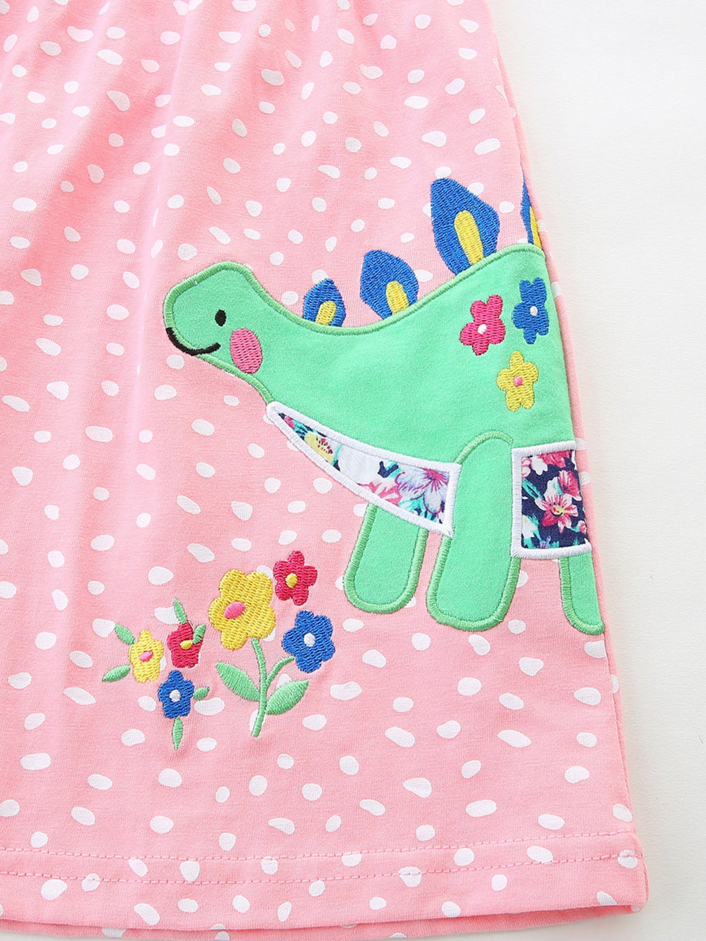 Children's Dinosaur Polka Dot Short Sleeve Dress