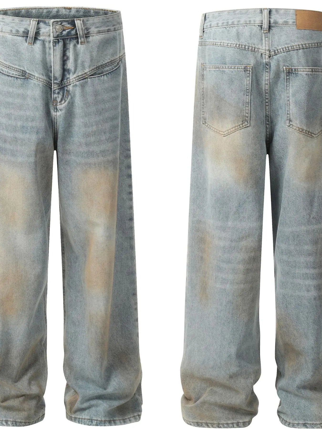 Men's Vintage Wash Wide Leg Pocket Jeans