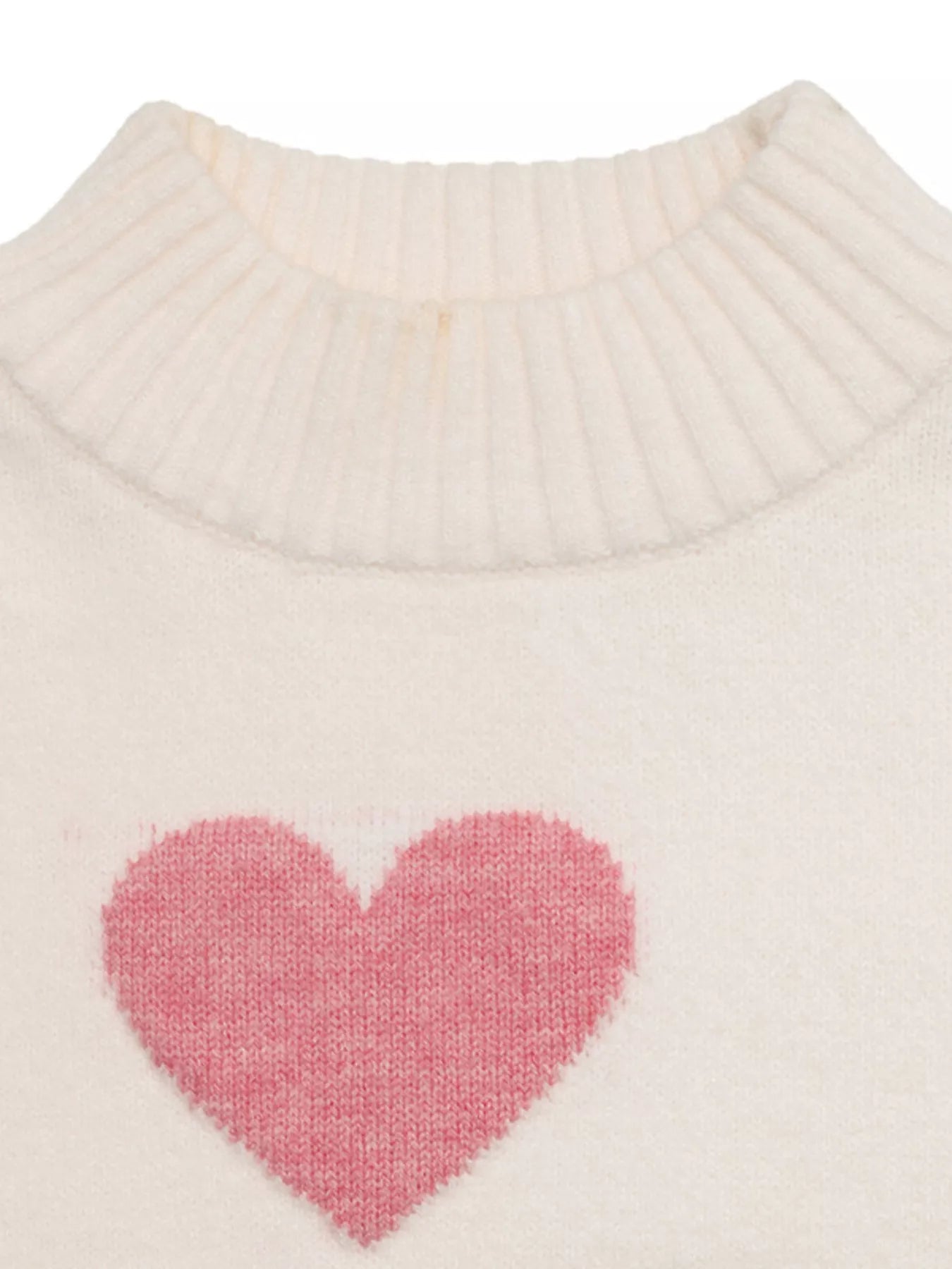 Heart Mock Neck Long Sleeve Sweater