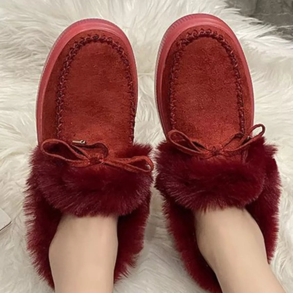 Fuzzy Round Toe Slip-Ons