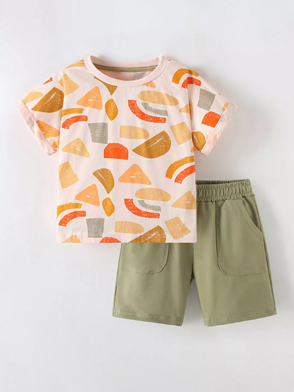 Children's Geometric Print T-Shirt & Shorts Set
