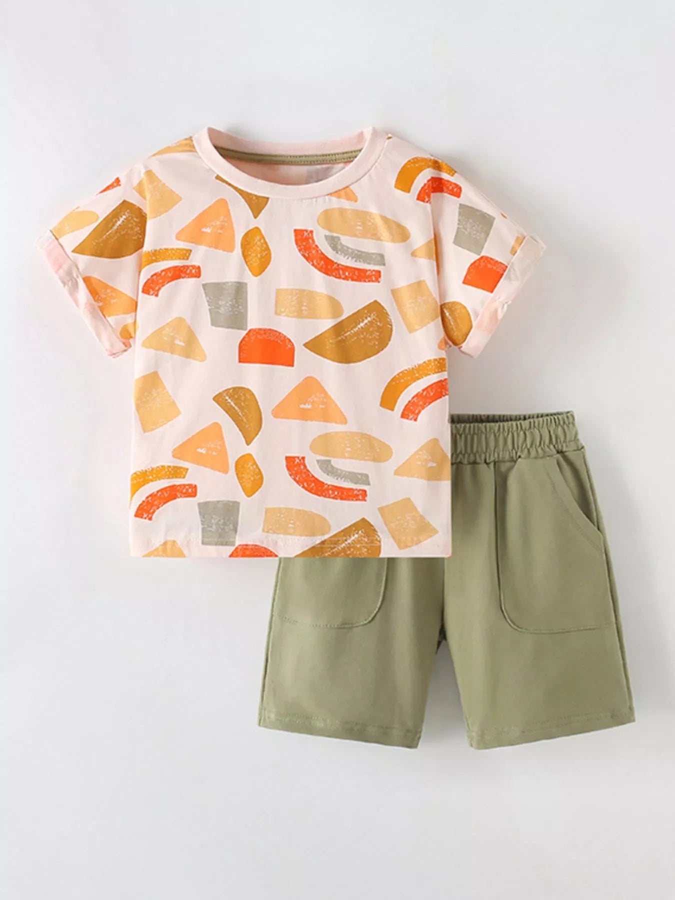 Children's Geometric Print T-Shirt & Shorts Set