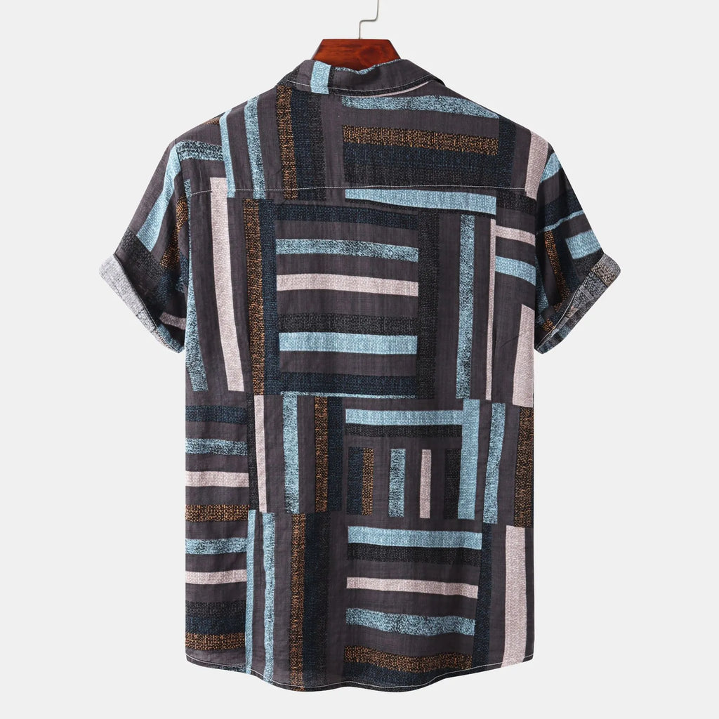 Men's Plus Size Short Sleeve Button-Down Casual Shirt