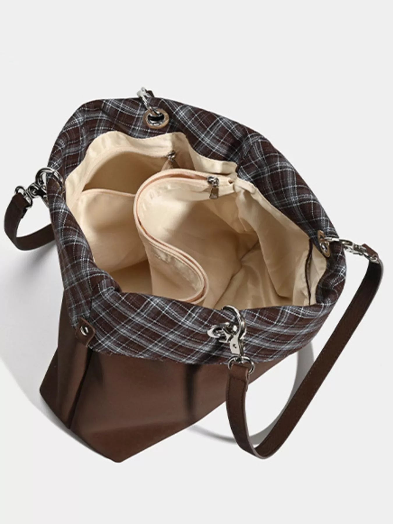 Plaid Trim Shoulder Bag