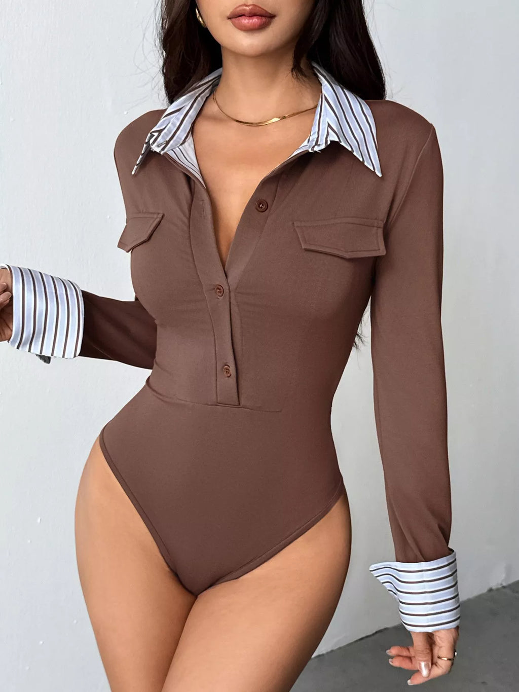 Long Sleeve Button Front Bodysuit
