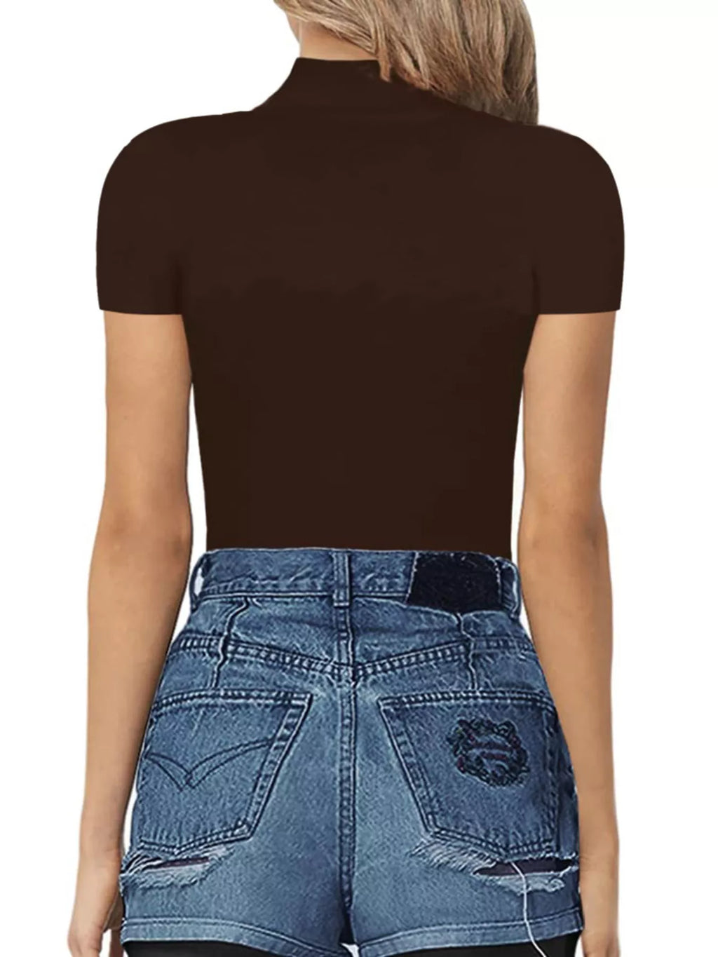 Mock Neck Short Sleeve Bodysuit