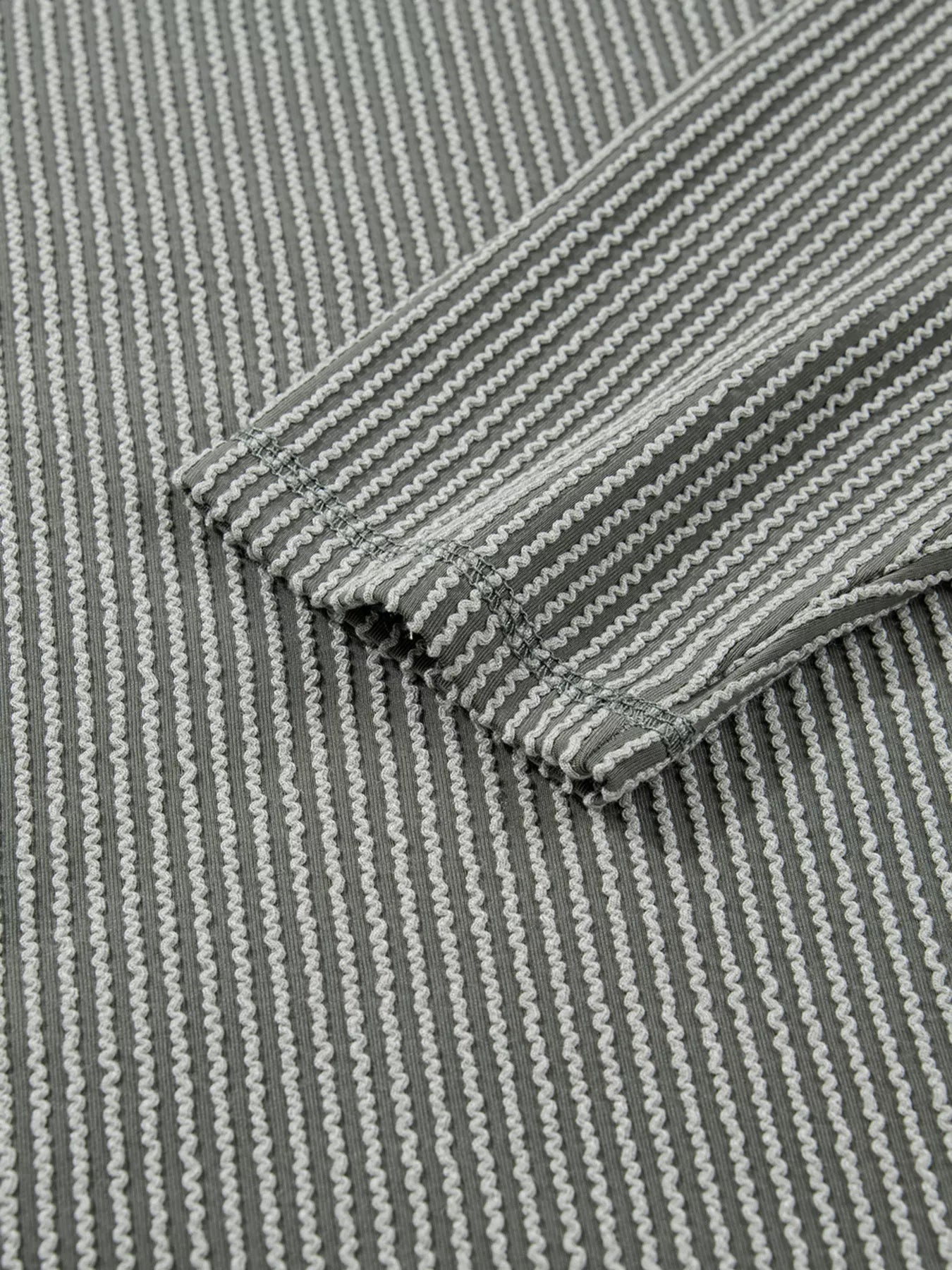 Twist Ribbed Exposed Seam Detail Long Sleeve Loose Top
