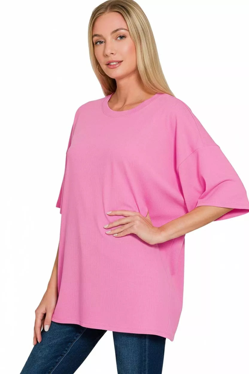 Zenana Cotton Short Sleeve Oversized Tunic Tee