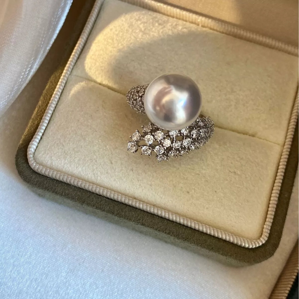 925 Sterling Silver Pearl Bypass Ring