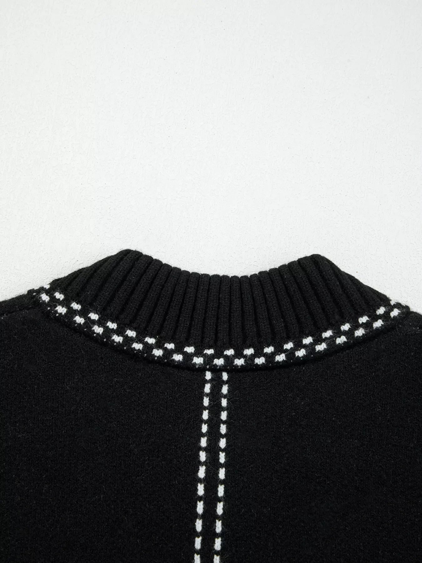 Contrast Trim Button up Sweater Cardigan