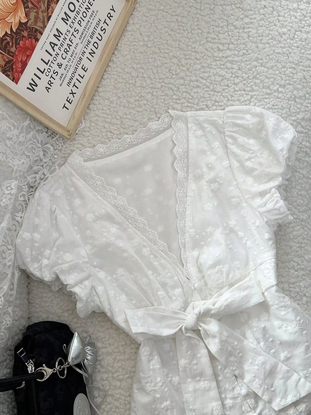 Lace Detail Bow Front Blouse