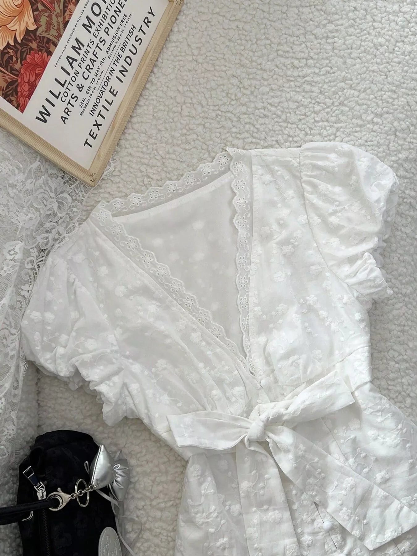Lace Detail Bow Front Blouse