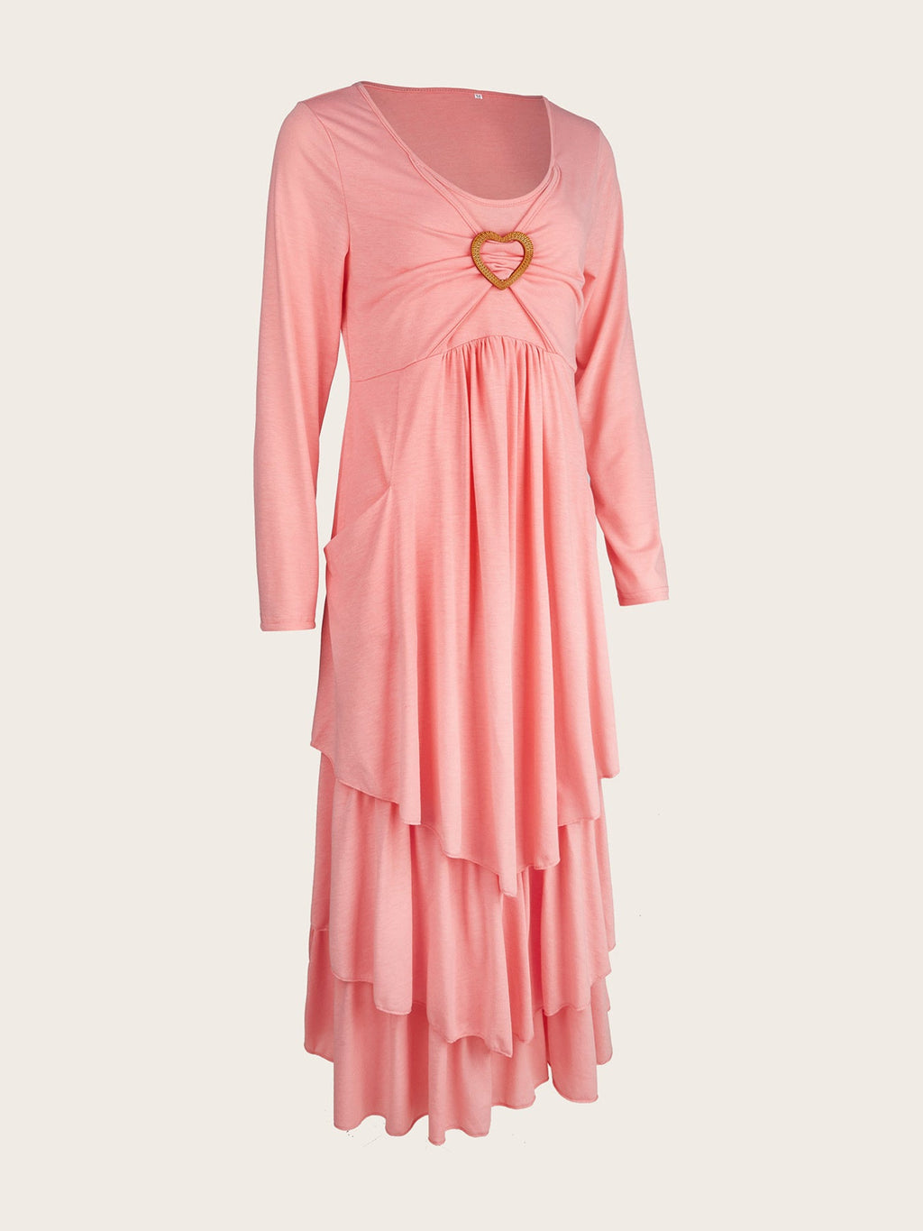 Full Size Heart-Decor Layered Midi Dress Plus Size