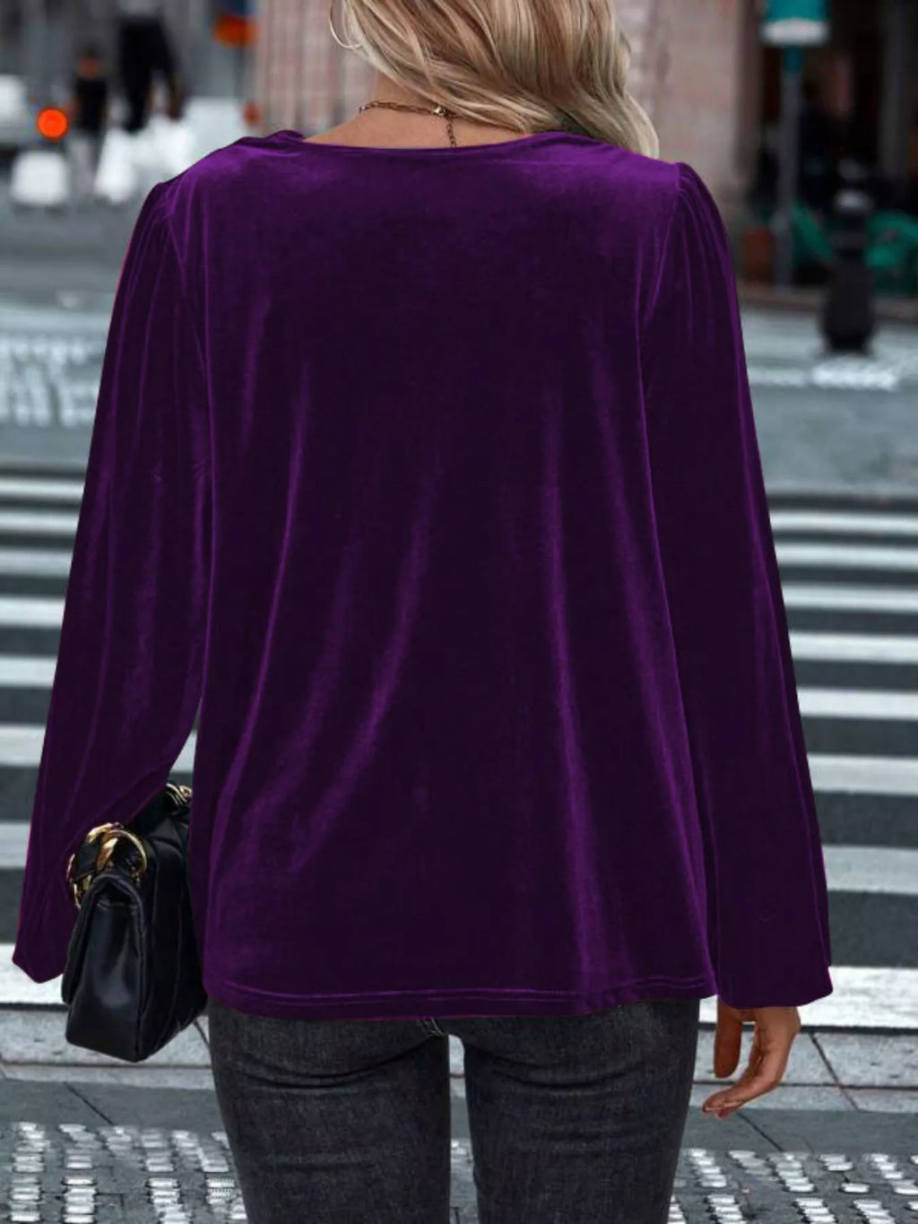 Full Size Velvet Cowl Neck Blouse Plus Size