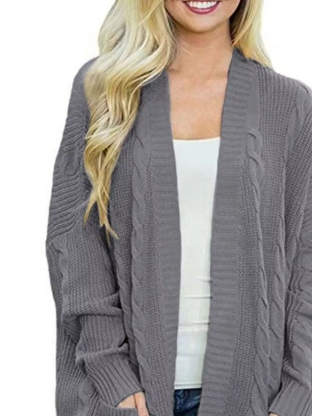 Full Size Chunky Knit Open Front Cardigan Plus Size