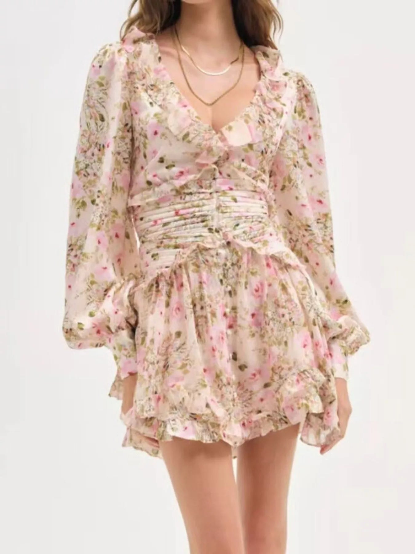Floral Print Ruffle Mini Dress