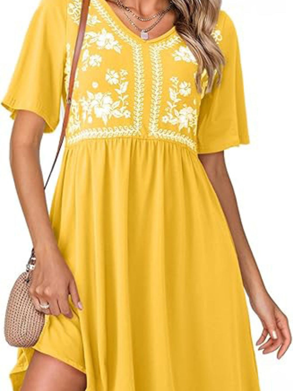 Floral Short Sleeve Flowy Mini Dress