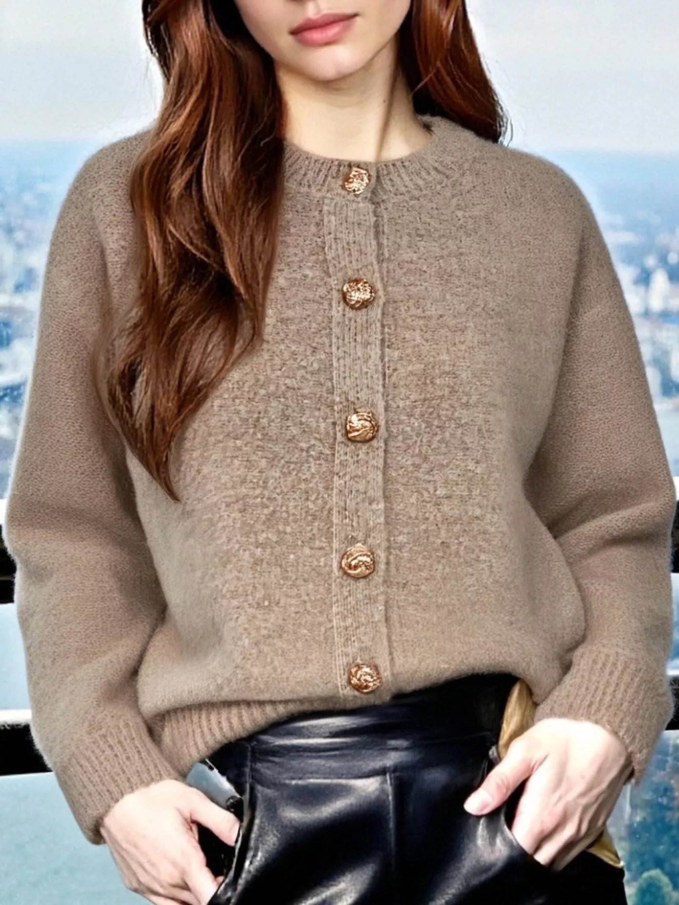 Button-Up Drop Shoulder Cardigan
