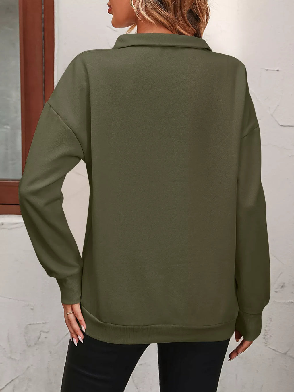 Quarter Zip Dropped Shoulder Sweatshirt