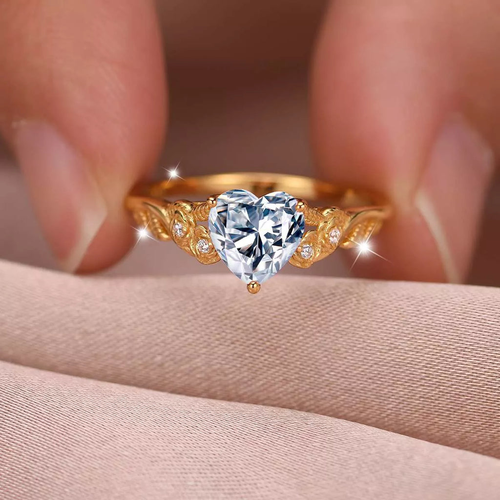 1.5 Carat Moissanite 925 Sterling Silver Heart Ring